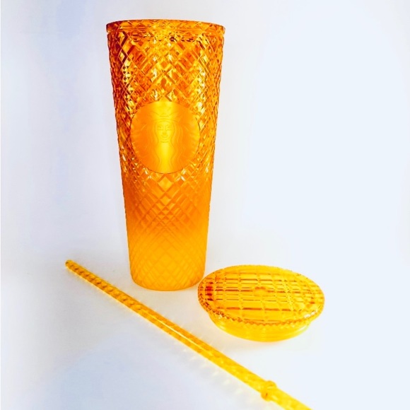 Starbucks Mango Ombre Jeweled Studded Cup Orange Cold Tumbler Venti 24oz 2022 - Picture 9 of 9